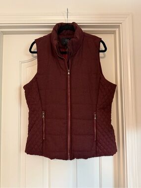 Burgundy Quilted Puffer Vest